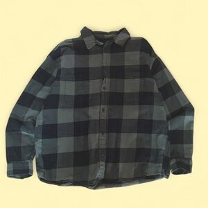 Men's Black and Green Plaid Shirt